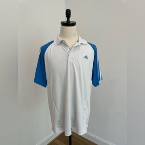 Adidas Men's Performance Polo Shirt in White and Blue